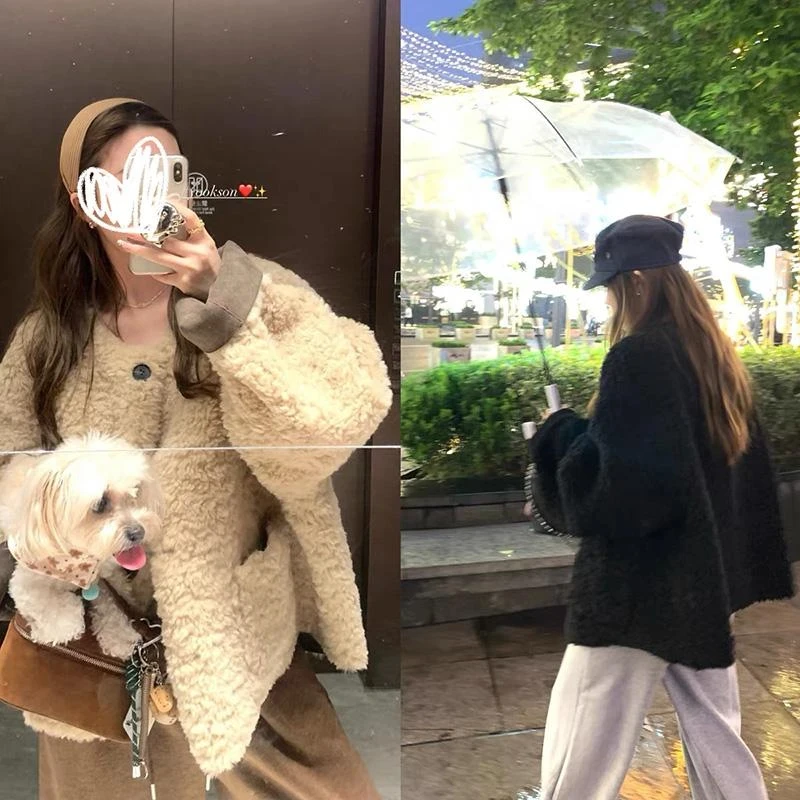 【当天发+运费险】冬季宽松慵懒风毛毛外套冬保暖休闲外套上衣526