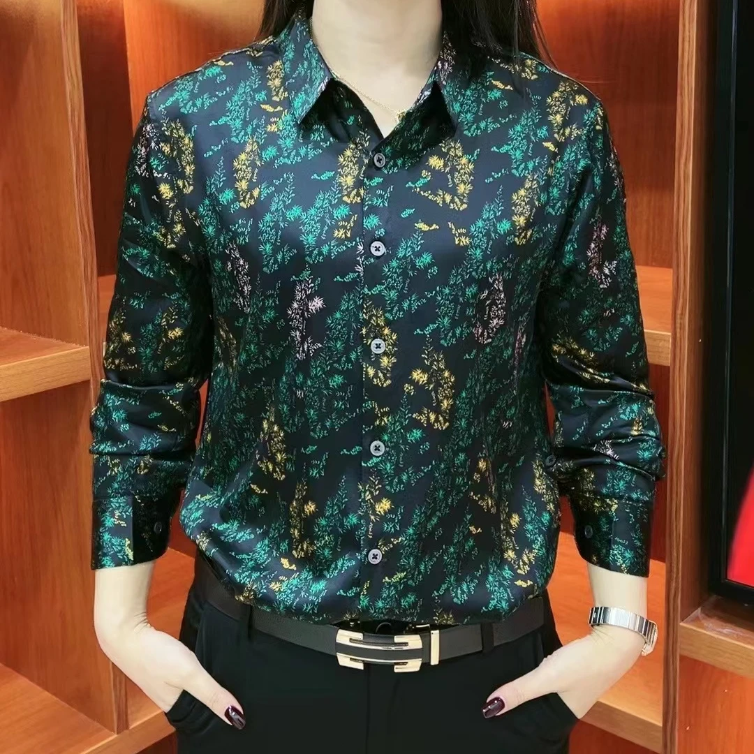 桑蚕丝真丝新款男士轻奢高端长袖衬衫商务通勤休闲衬衣（99931）