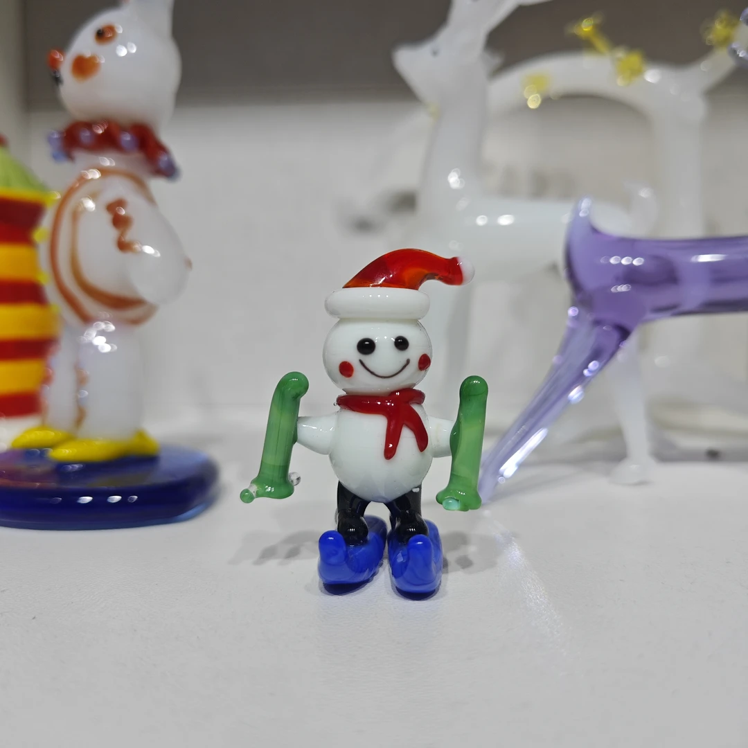 雪橇雪人琉璃可爱手工摆件
