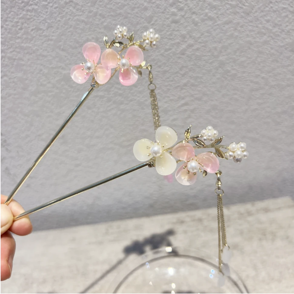 古风颤珠珠玉兰花流苏发簪女夏簪子发钗头饰古风发簪旗袍新中式