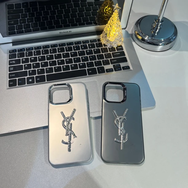 ins小众高颜值电镀镜框手工定制Y家磨砂简约防摔手机壳iPhone15
