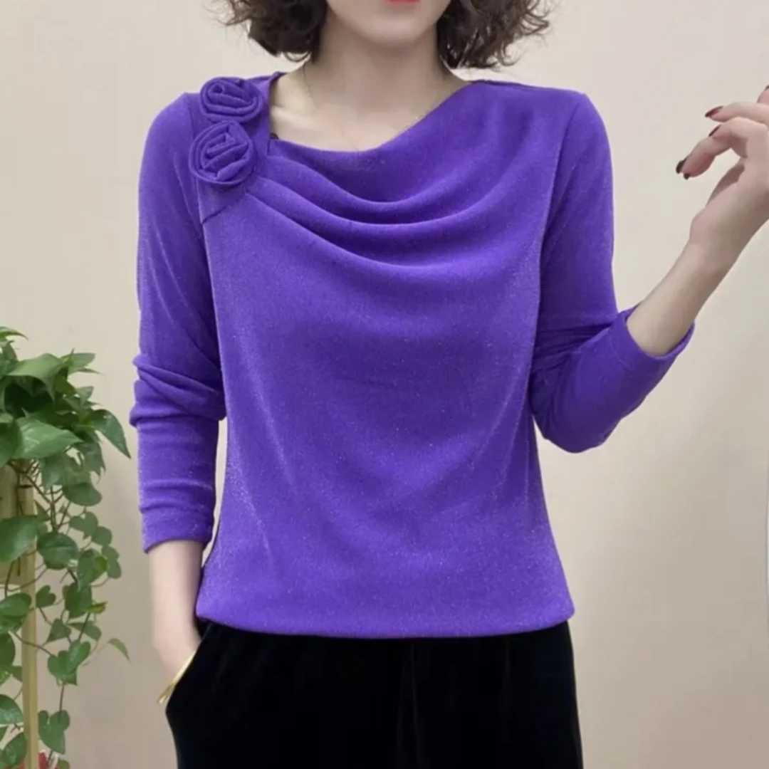 2023秋季新款网纱纯色长袖T恤气质百搭设计感时尚显瘦洋气打底衫