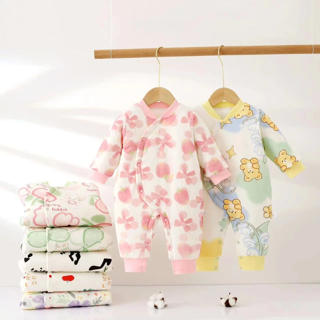 （断码青）婴儿连体衣纯棉服加棉衣哈家爬服冬款春秋外穿衣服宝宝棉