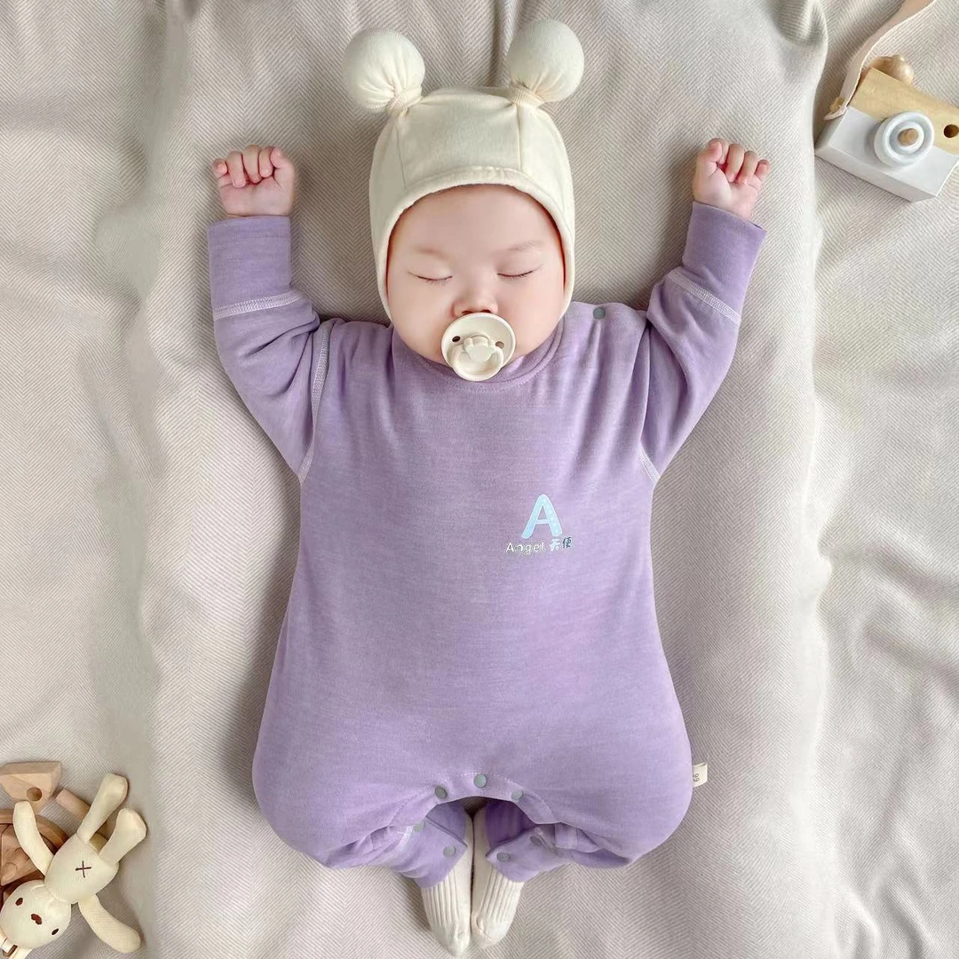 （温变蚕丝羊绒）婴儿衣服秋保暖内衣宝宝贴身无骨睡衣长袖闭档爬服