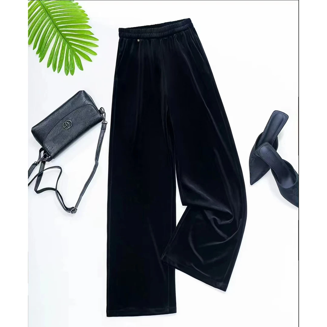 阔腿裤时尚休闲百搭黑色长裤显瘦运动#998