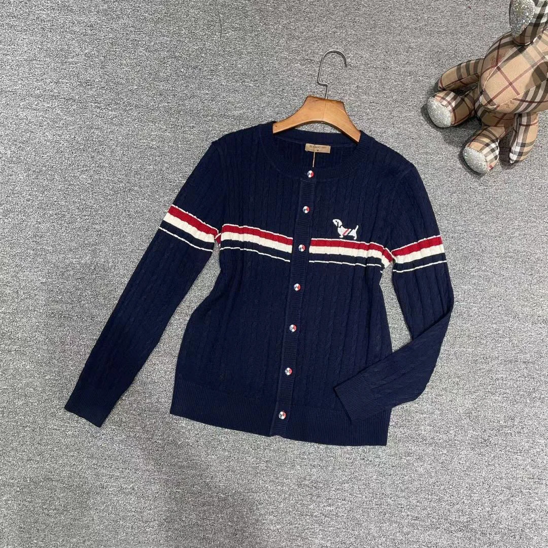 秋季新款英伦风复古长条纹拼色百搭羊毛针织开衫19301