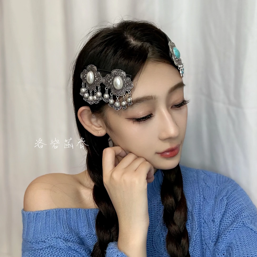 洛岩菡春新款重工头饰短流苏超级有质感民族发卡