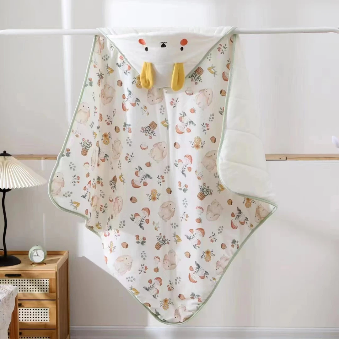 【麦菲熊数码印抱被】 新生儿婴幼儿薄棉加棉包被