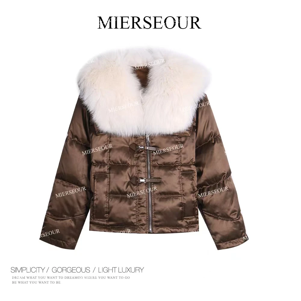 【闪耀珠光】 冬季新款时尚翻领鹅绒轻奢羽绒服8823171