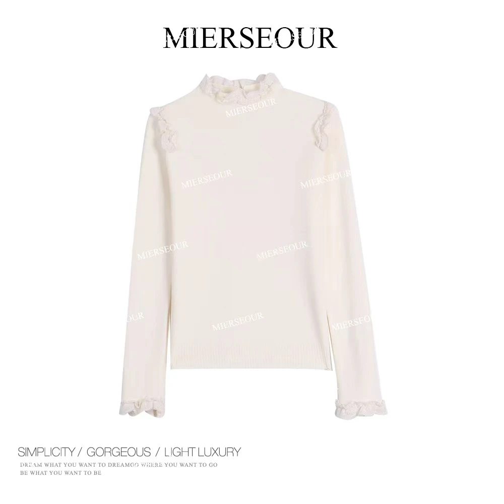 【温柔萝莉】 冬季新款甜蜜花边百搭打底上衣0878