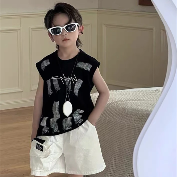 【小向子专属】男童夏装洋气休闲坎肩背心儿童帅气夏季无袖上衣薄款