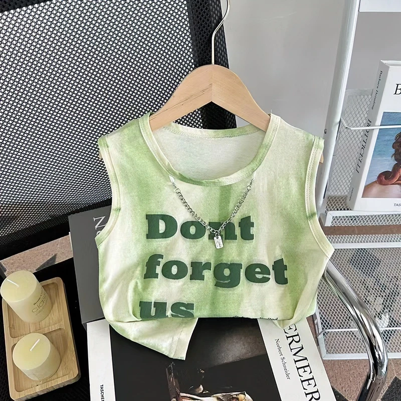 男女童夏装洋气薄款无袖T恤2024年儿童夏季休闲时尚坎肩背心上衣