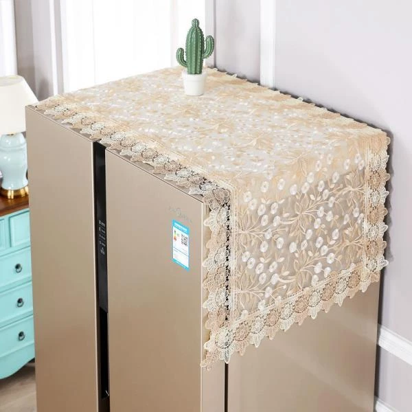 欧式蕾丝纱绣冰箱盖巾单开门洗衣机盖布双开门冰箱盖布通用透气家