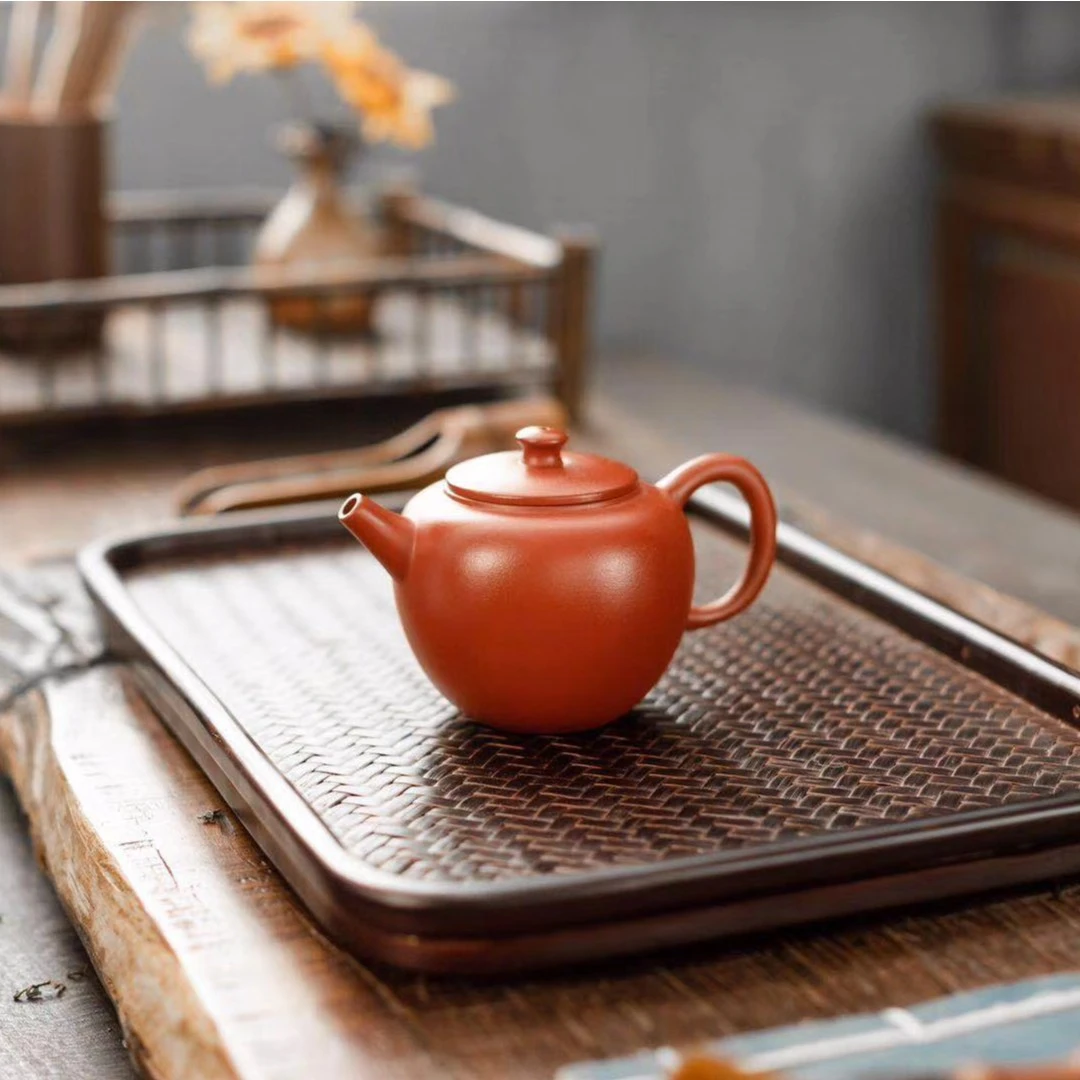 美人肩中式泡茶壶红泥紫砂壶茶具大红袍250cc礼品品