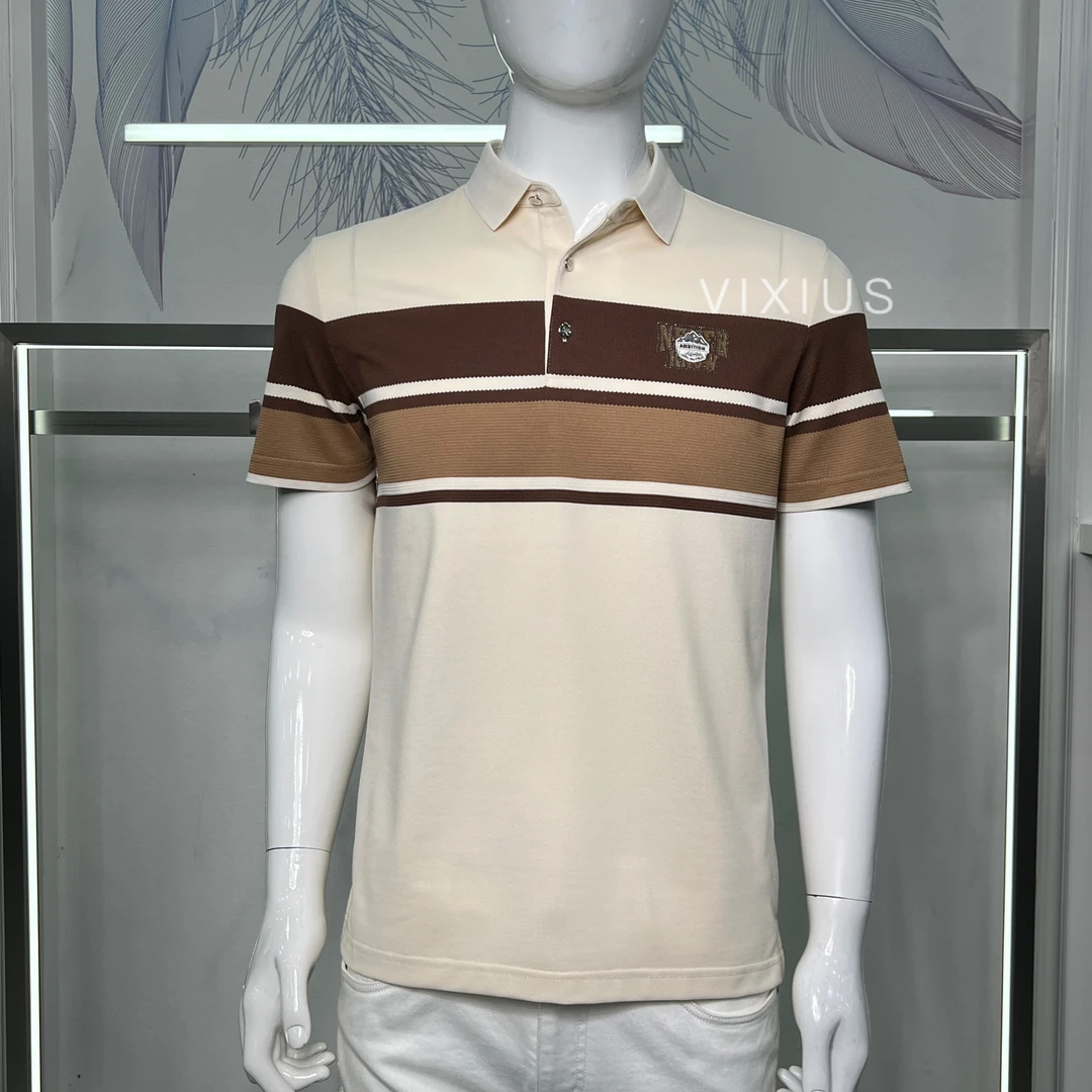 VIXIUS/维哲男士时尚简约休闲撞色夏季修身百搭珠地短袖POLO#4057