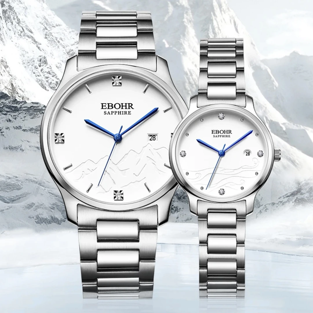 EBOHR/依波【新品上市-海誓山盟】大师情侣白盘蓝针石英腕表-5168
