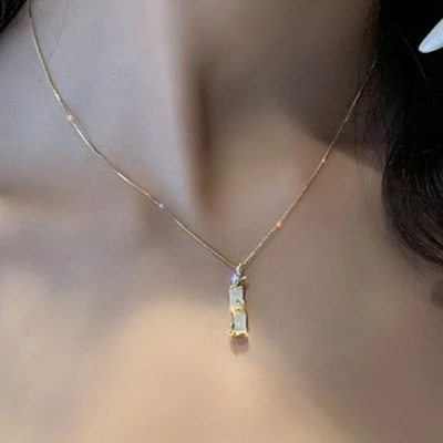 钛钢项链 新款节节高锁骨链国风气质轻奢不掉色简约ins竹节项链女