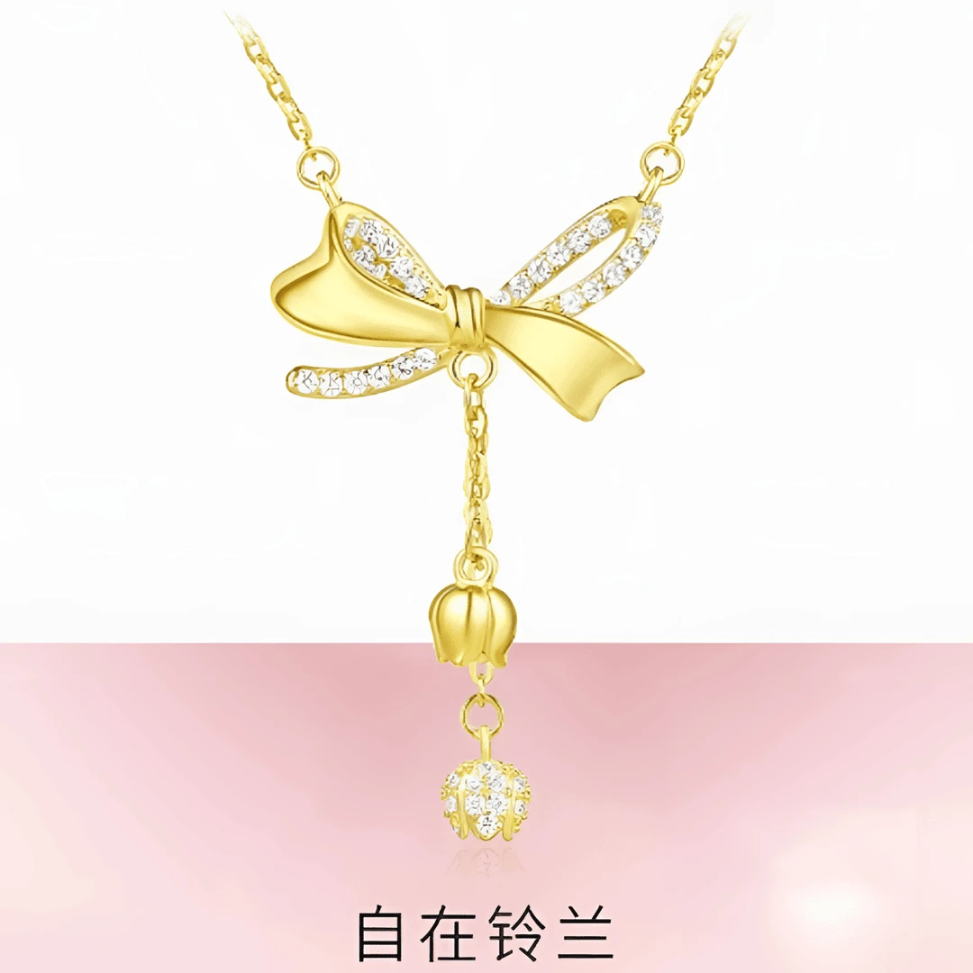 钛钢项链  自在铃兰流苏蝴蝶结项链女轻奢百搭时尚在逃公主锁骨链