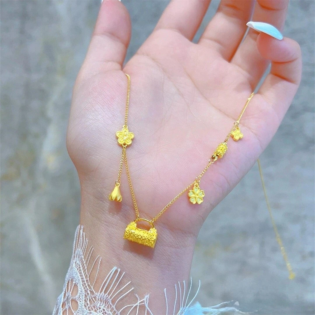 铜合金项链  流苏平安锁包项链轻奢气质时尚精致百搭高级感锁骨链