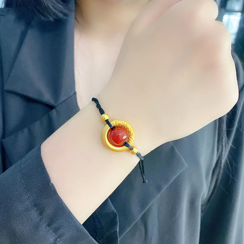 钛钢手链 新款相思豆手链女网红饰品时尚简约编织手链情侣民族风