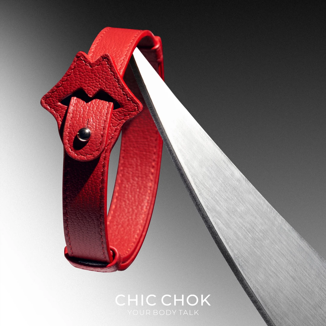 CHICCHOK原创红唇头层牛皮项圈女真皮choker时尚性感项圈