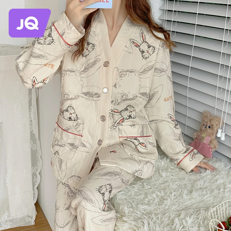 婧麒空气棉月子服秋冬产后哺乳睡衣孕妇大码怀孕期待产妇纯家居服