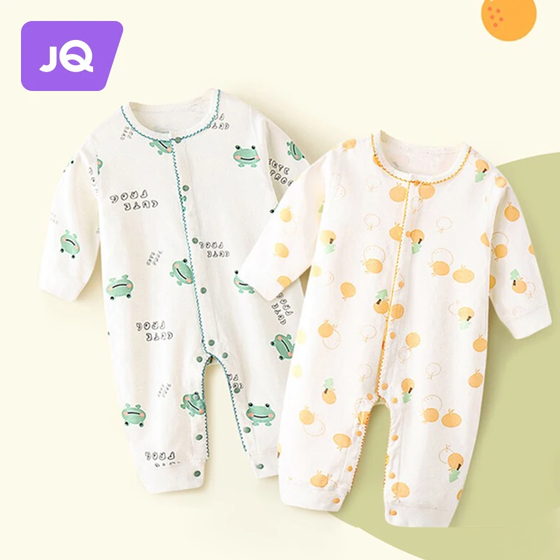 婧麒婴儿纯棉连体衣春季新生儿衣服初生宝宝长袖卡通哈衣爬服春装