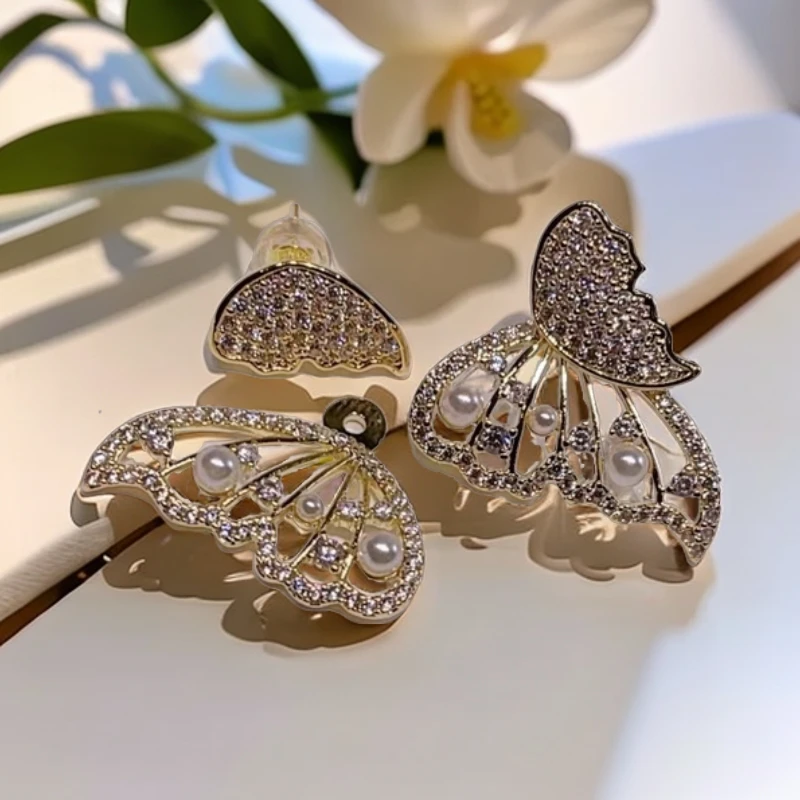 铜合金仿珍珠耳饰 气质小清新双层可拆两戴耳环