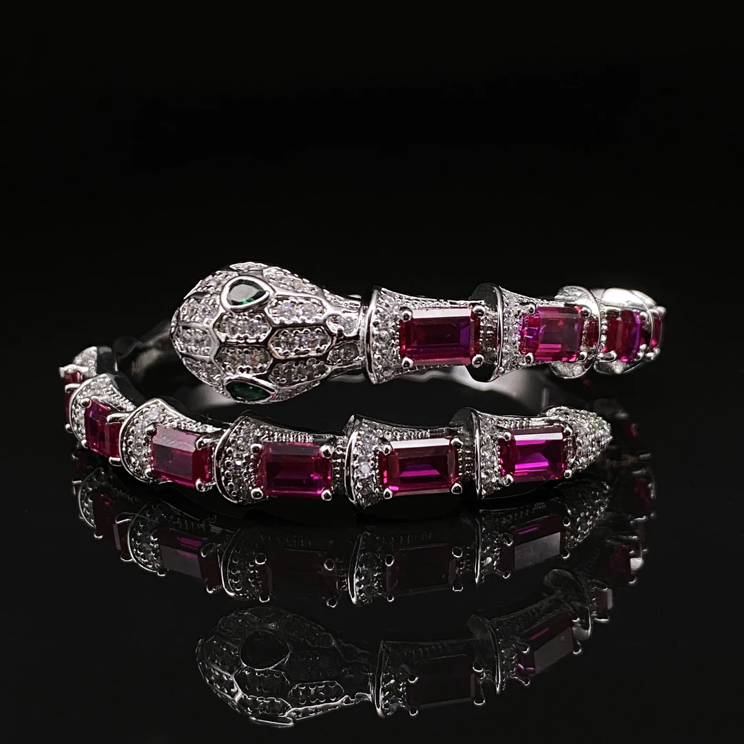 Afra-缅甸抹谷红宝石-精工镶嵌鸽血红培育手镯 293