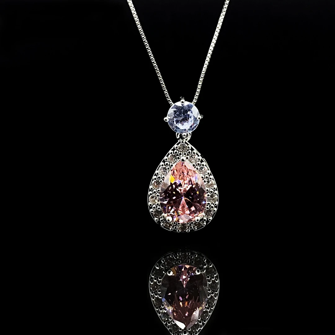 Afra-粉托帕石-精工梦幻樱花培育吊坠003