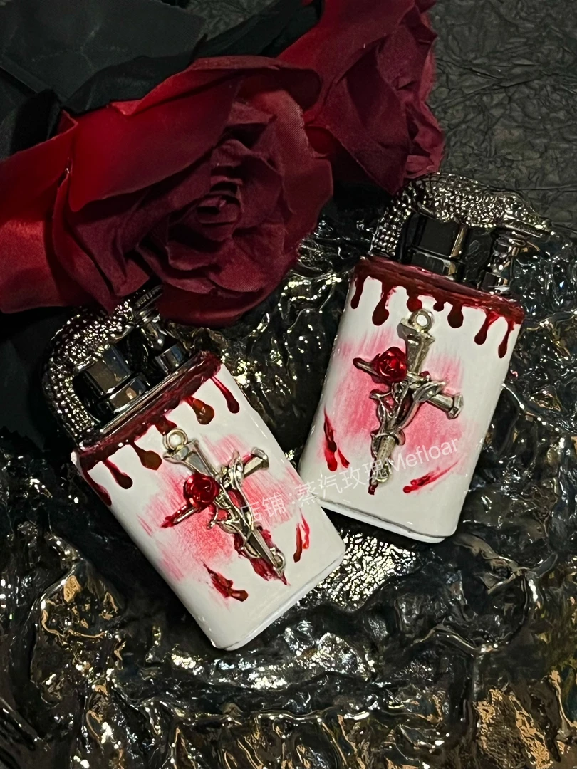 【蒸汽玫瑰】“危险区”鳄鱼头双火原创防风明火打火机高颜值充气耐用