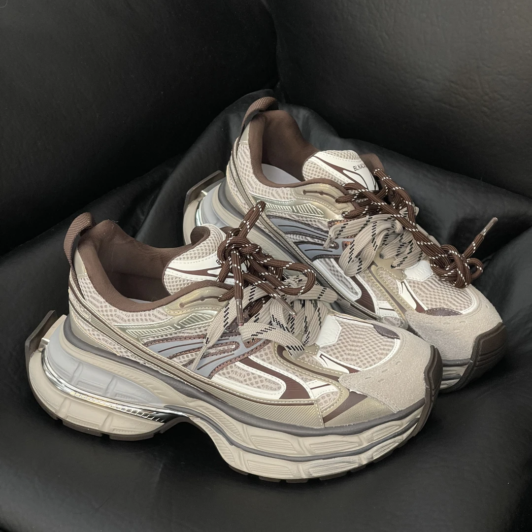 【鞋至尚】欧货厚底真皮韩版拼色街拍百搭潮流老爹鞋女休闲鞋