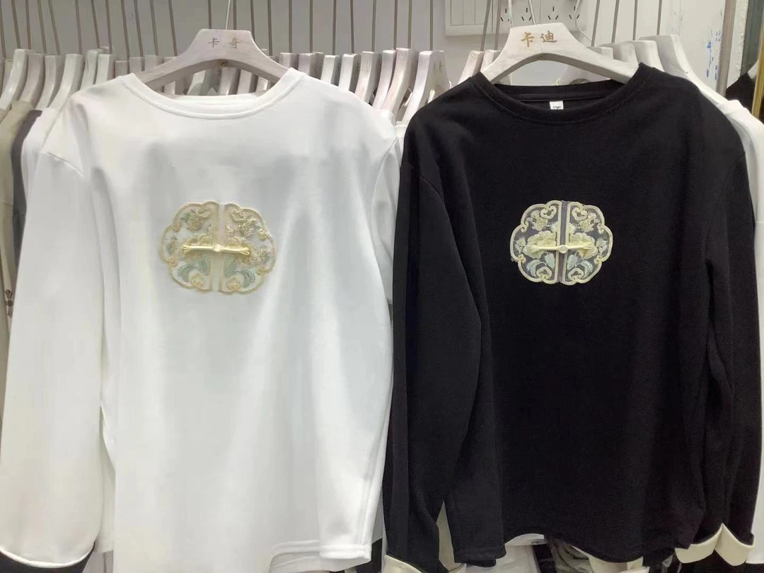 KD（91609）春秋新中式刺绣T恤