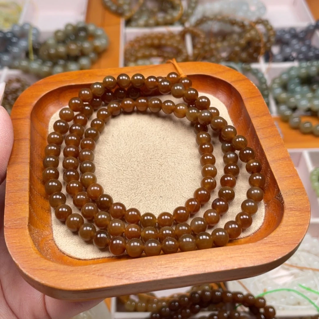 【闪购商品】和田玉珠串6mm未镶嵌超**心