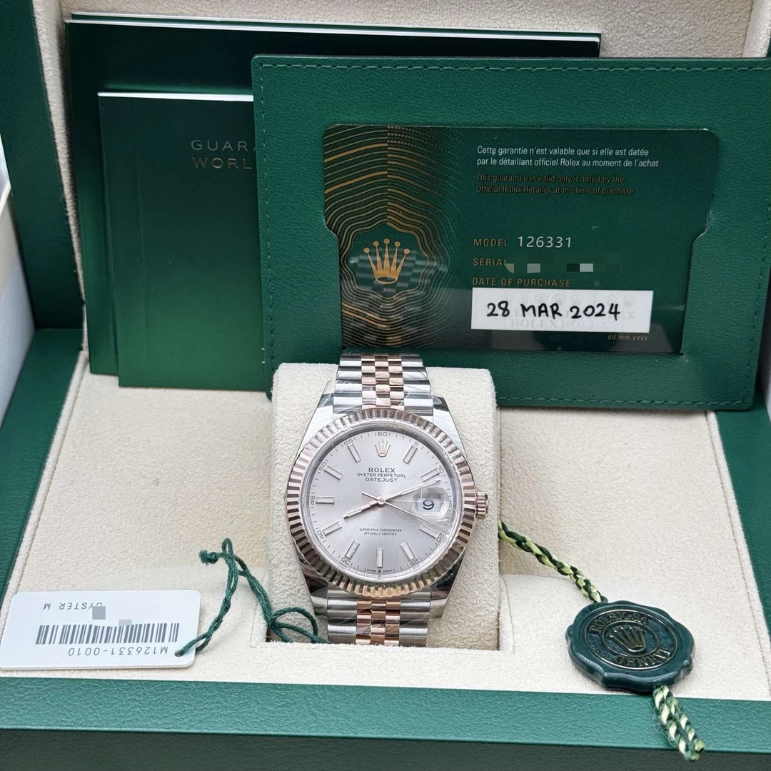 全新未使用 Rolex/劳力士 126331玫瑰金粉盘41表径24年三月全新