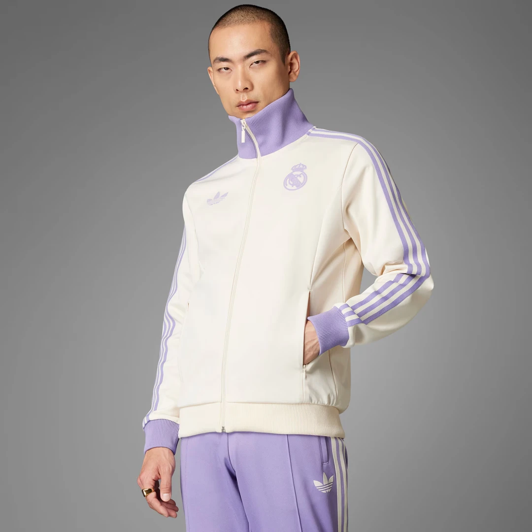 adidas三叶草时皇马足球休闲文化复古运动夹克外套IY0058