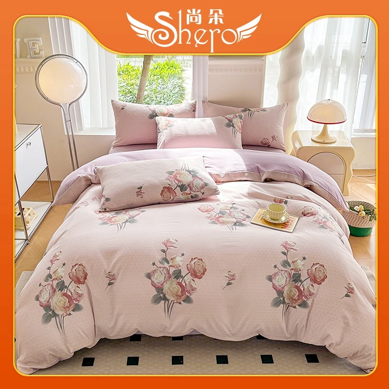 【尾单折扣】尚朵*小清新提花加印花四件套玫瑰之约