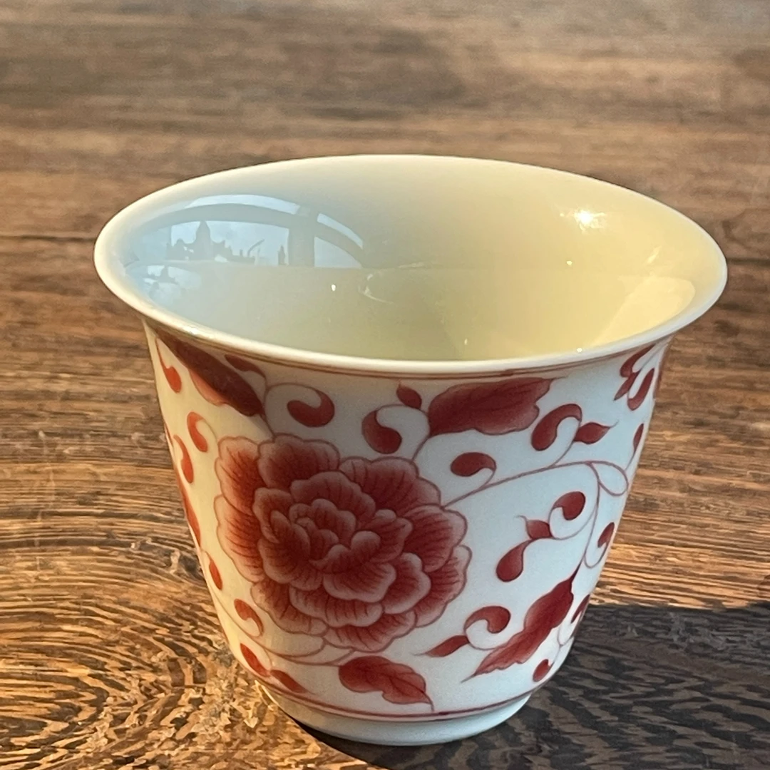 九莲堂官方  个人品茗杯：缠莲枝* 1只 釉里红缠枝