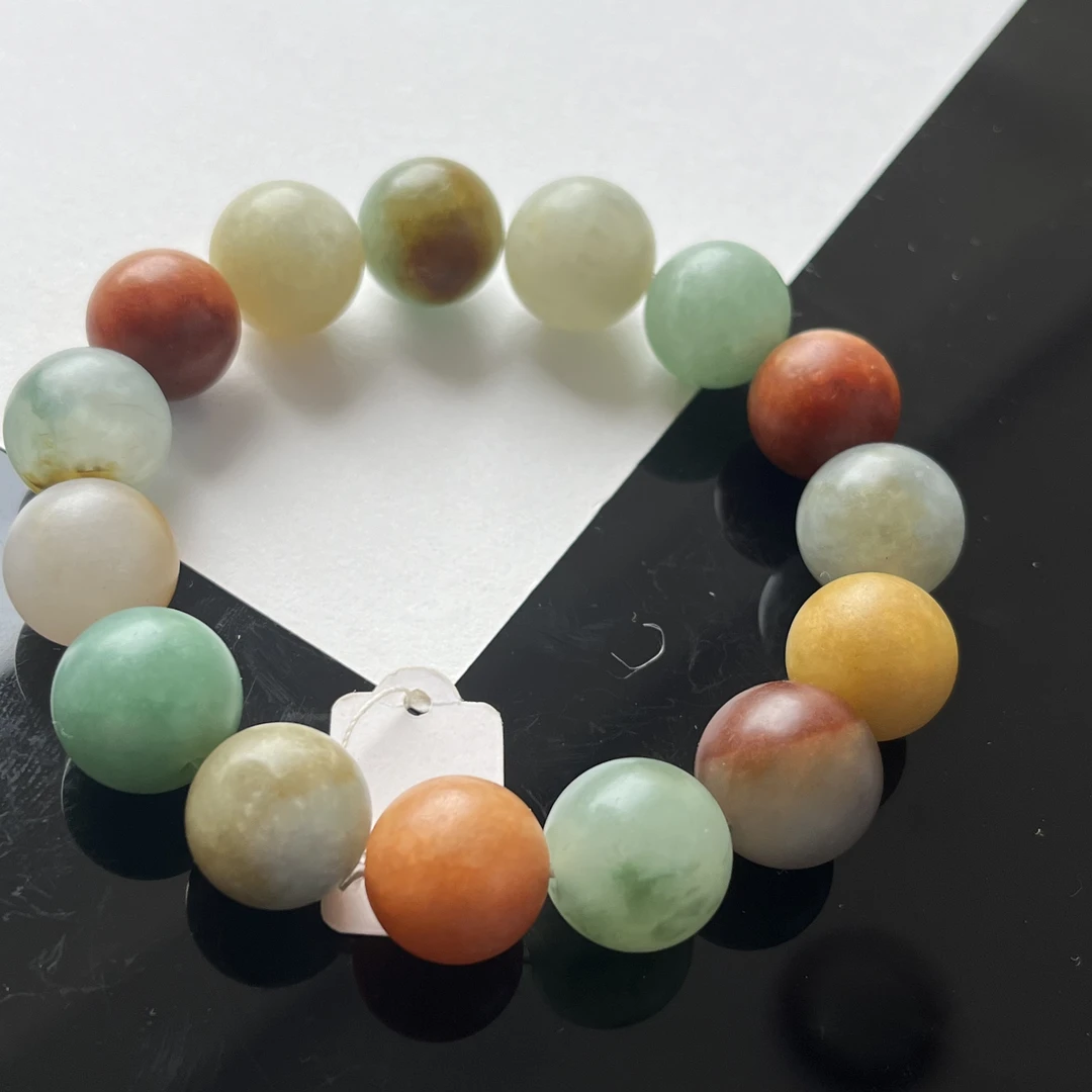 缅甸天然A货翡翠腾冲老料多宝磨砂哑光手串