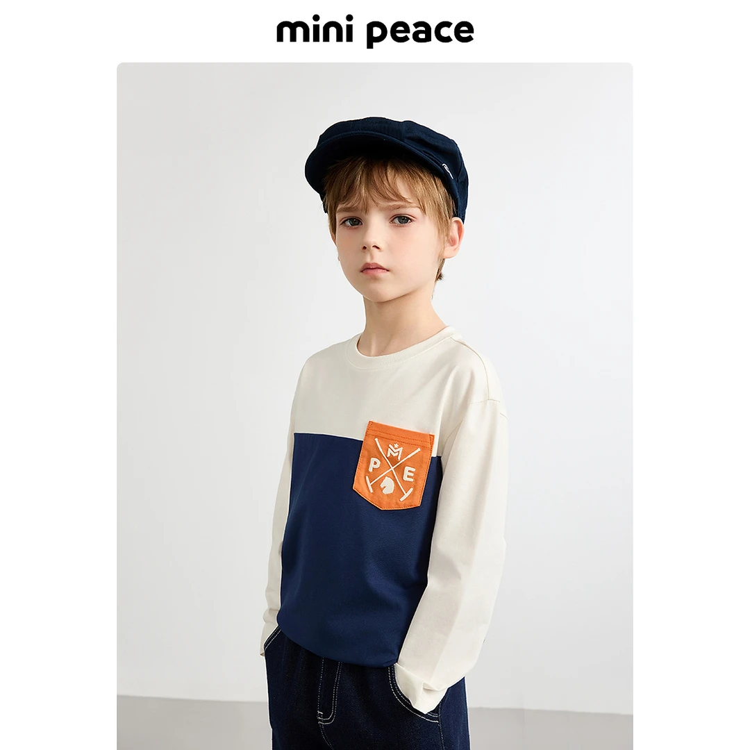 【抑菌环保】MiniPeace太平鸟童装男童长袖T恤拼接秋装宝宝上衣打底