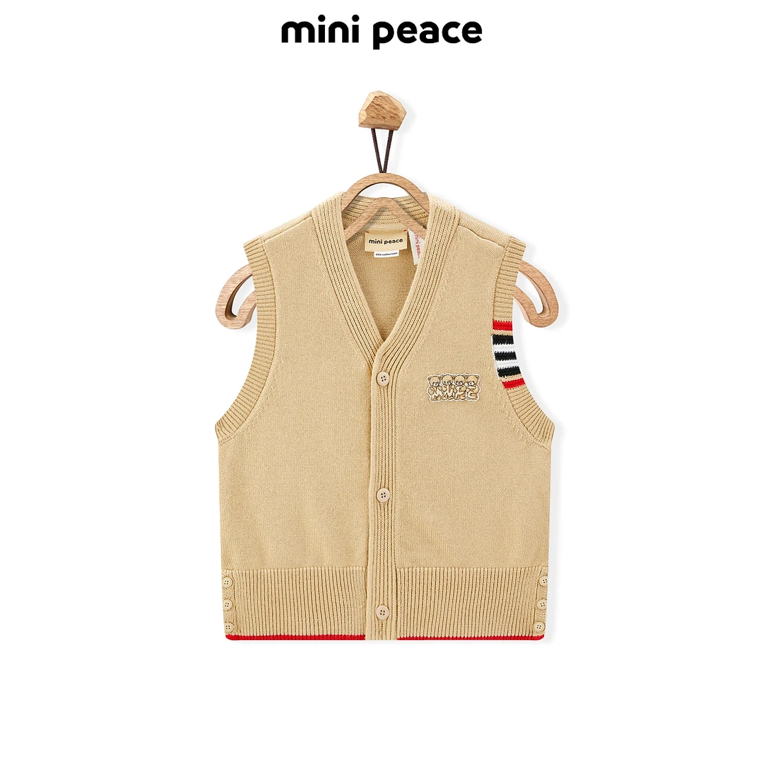 【专柜同款】MINIPEACE太平鸟童装男童毛衣背心儿童针织衫格纹秋