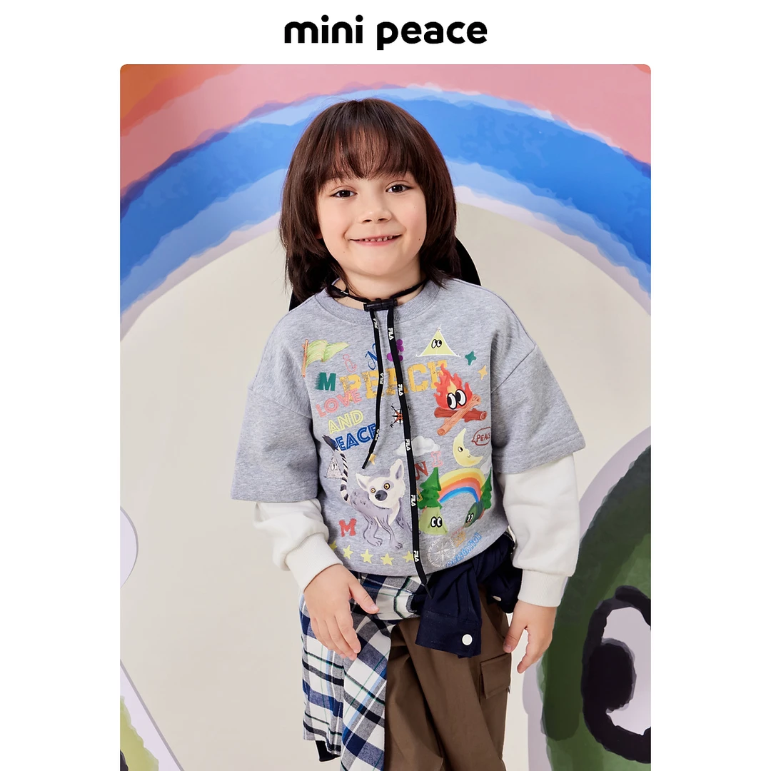 MINIPEACE太平鸟童装男童卫衣儿童假两件长袖上衣卡通印花秋