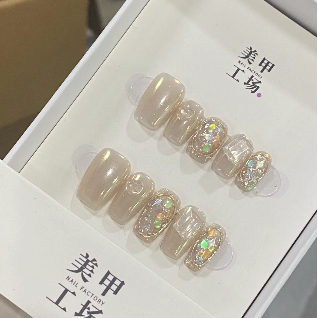 【梦澜】-纯手工穿戴甲温柔高级显白纯欲简约风美甲贴可拆卸