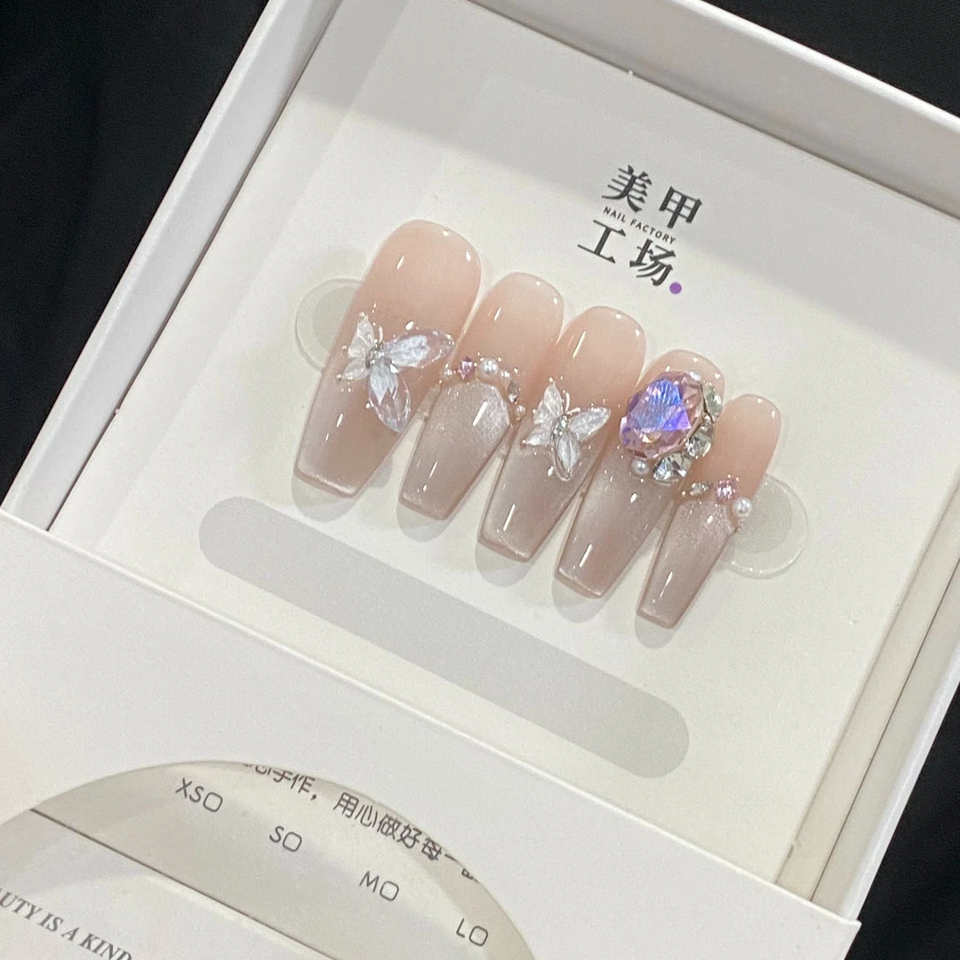 高货体验【秋夜蝶梦】纯手工穿戴甲（不含盒子，不含果冻胶））