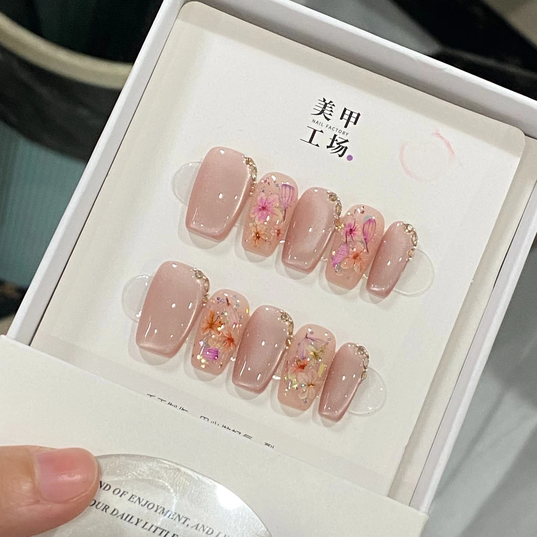 M专款【油画干花】JD0583-纯手工夏天穿戴甲温柔高级显白纯欲