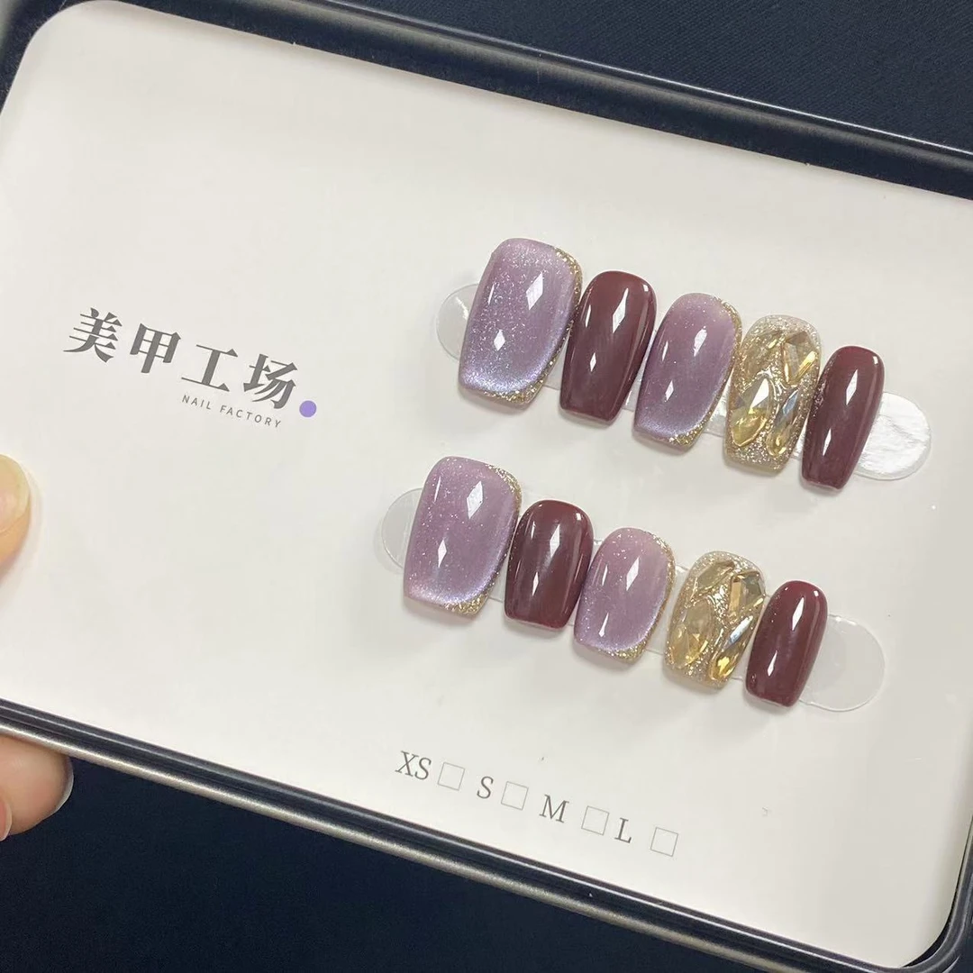 批发专属【紫色佳人】纯手工穿戴甲（不含盒子，不含果冻胶，裸甲）