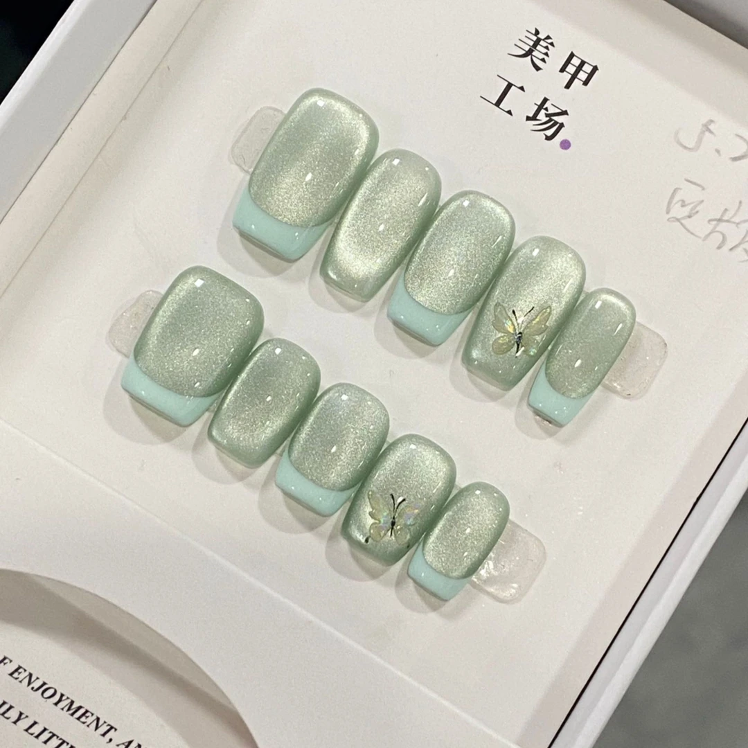 批发专属-【玉兰蝶】纯手工穿戴甲（不含盒子不含果冻胶，裸甲）