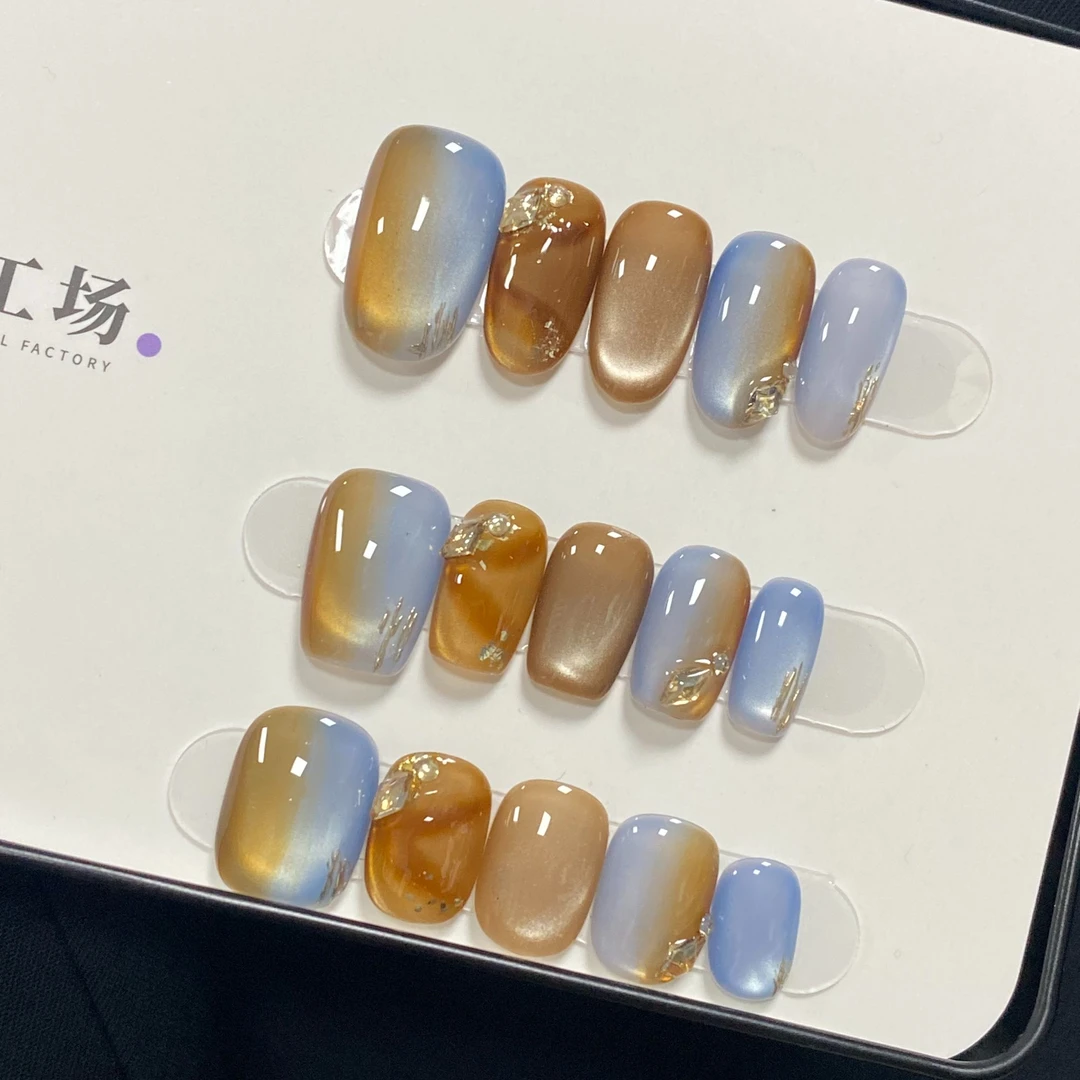 JDD-设计师专款【枫叶】纯手工轻奢美甲穿戴美甲 高级晕染 显白猫眼