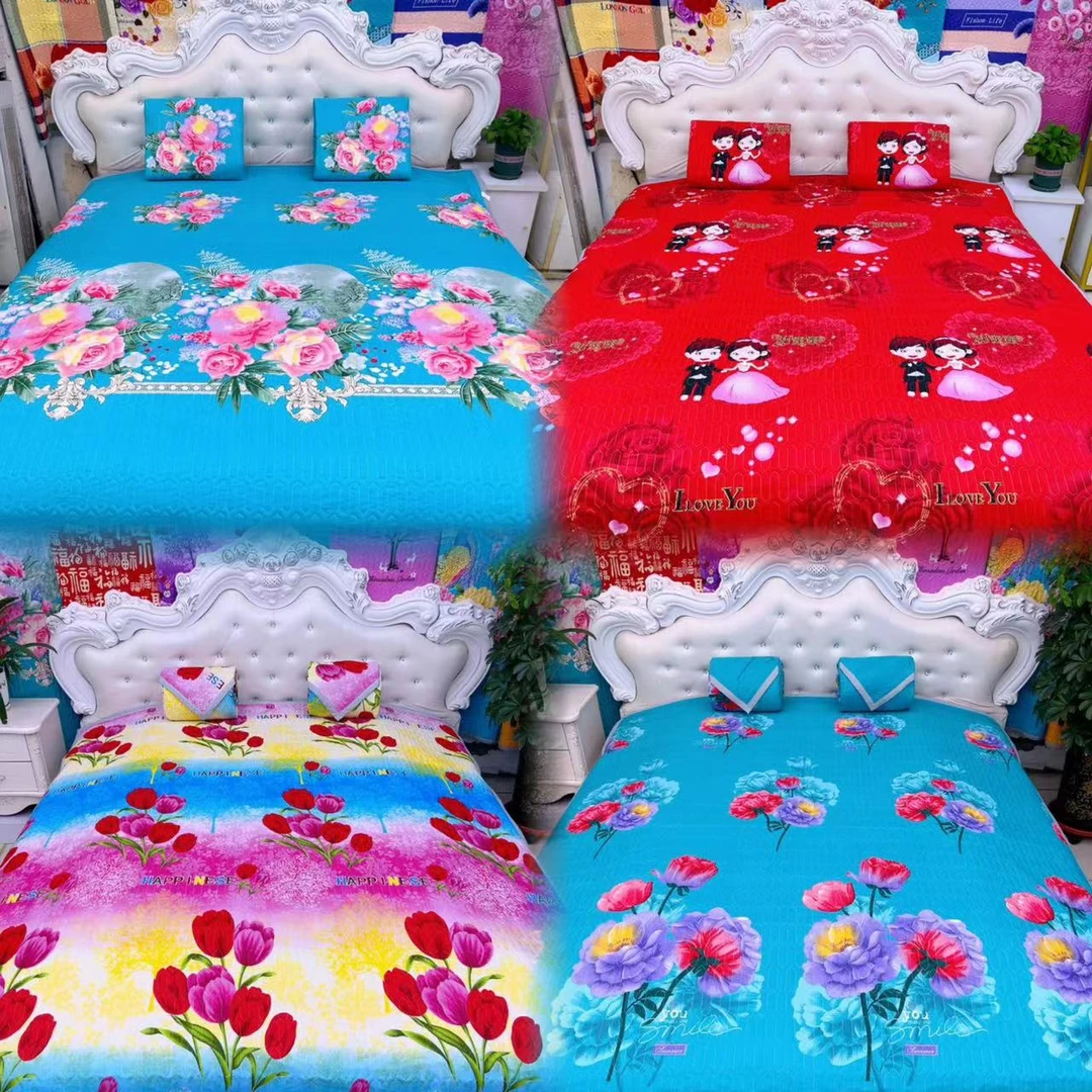 多花型印花双人床单床盖可选绗缝加厚双面夹棉可铺可盖200cmx230