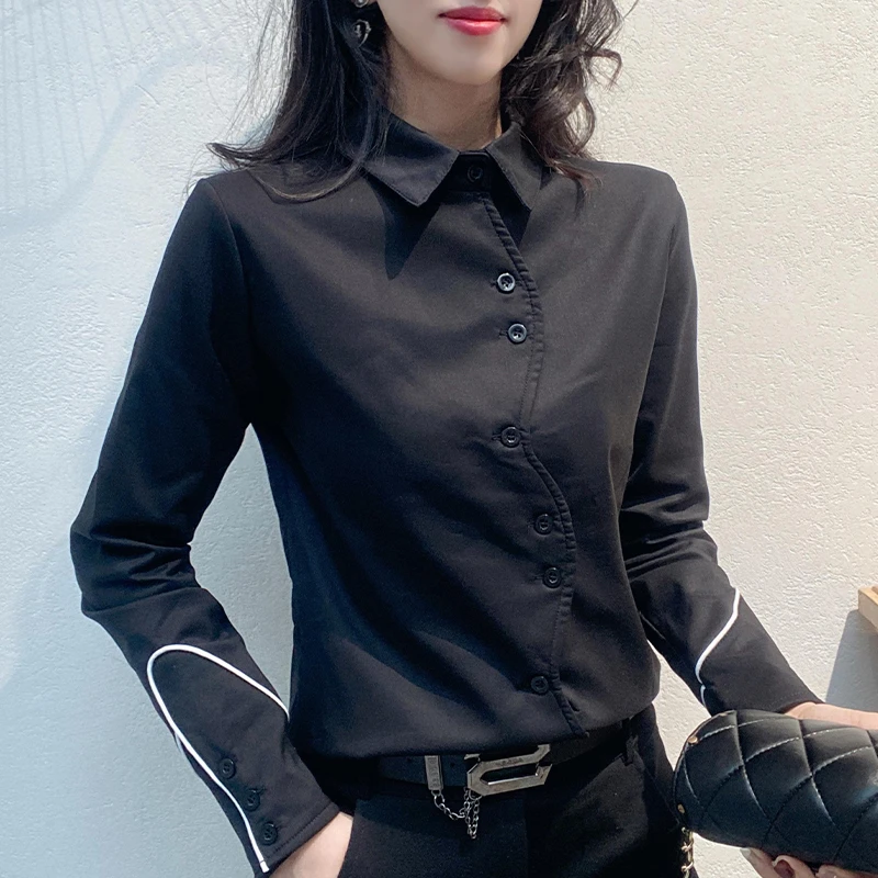 衬衫女2025新款韩版修身显瘦时尚职业长袖衬衫上档次衬衣D5091潮